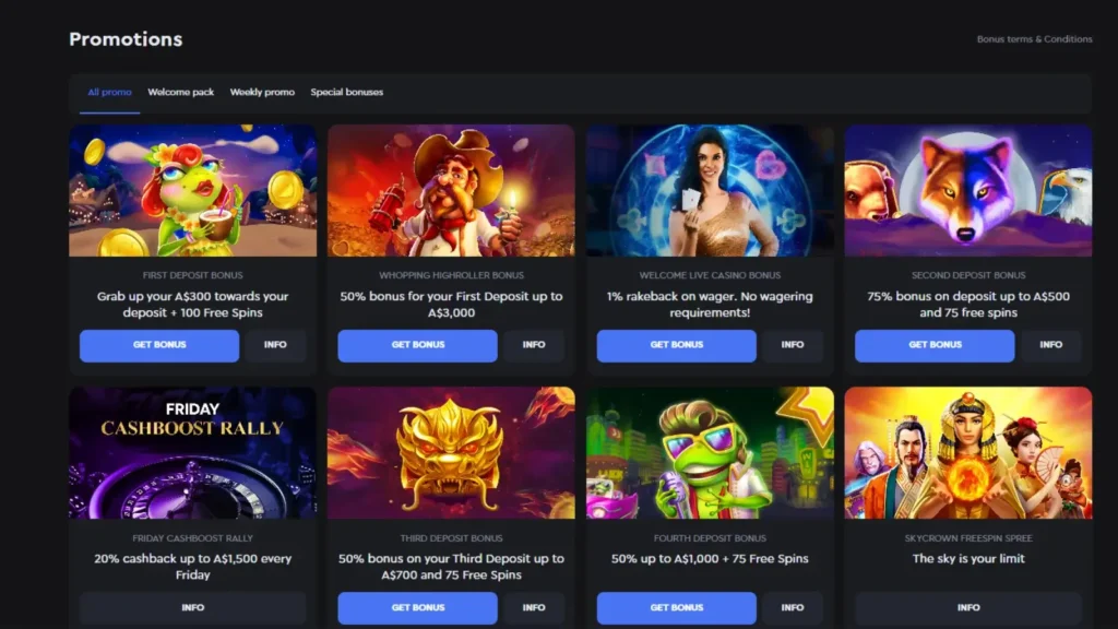 SkyCrown casino bonuses